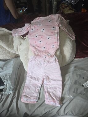 Pink Heart & Bear Long-Sleeve Pajama Set for Kids 5pc Set